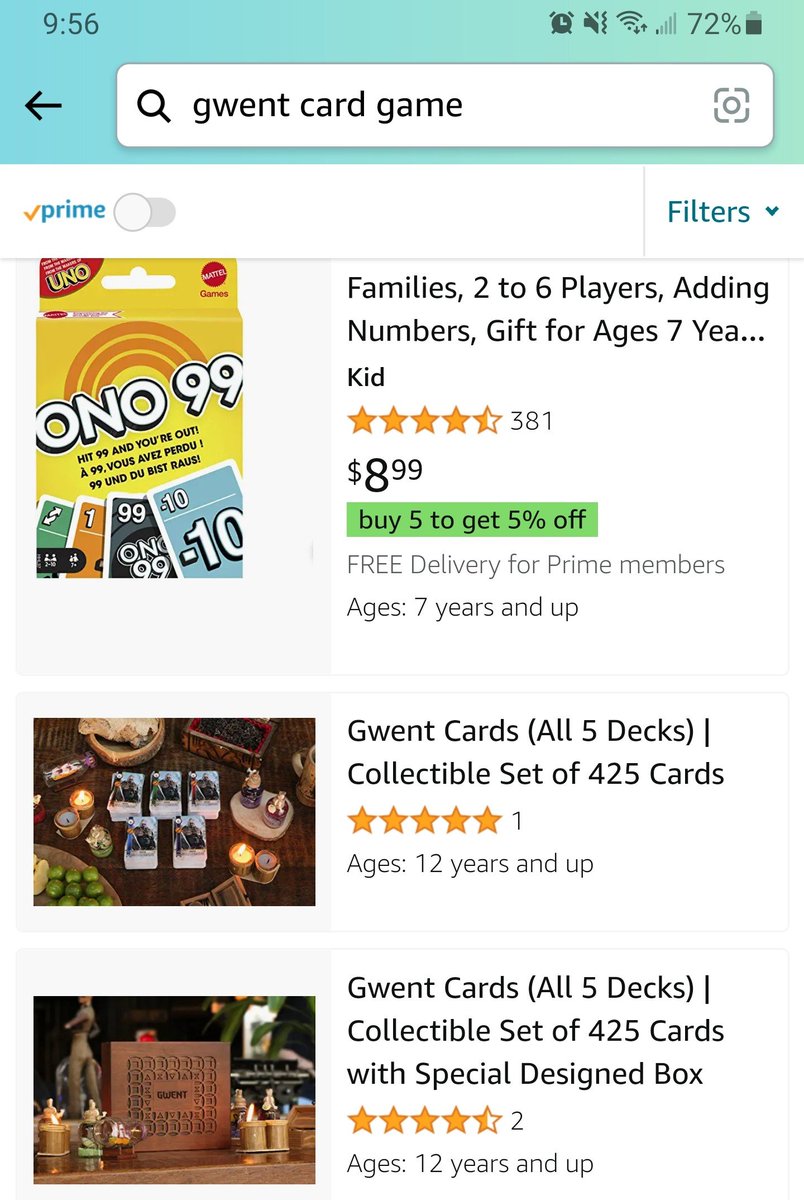 First <a href="/PlayGwent/">GWENT: The Witcher Card Game</a> result on Amazon is a Renfri/Triss Imprisonment deck. 😌