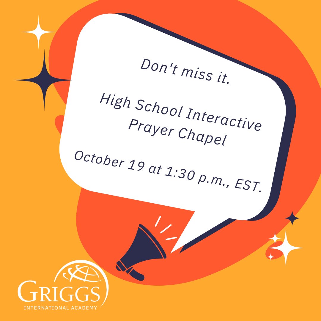 GriggsK12's tweet photo. This Wednesday, Griggs will be hosting a virtual interactive prayer chapel for high school students! Make sure to log in using the link on your course homepage. We look forward to worshipping together and hope you join us! 

#GriggsK12 #GriggsLife #chapel #fellowship https://t.co/hk3voVIvrt