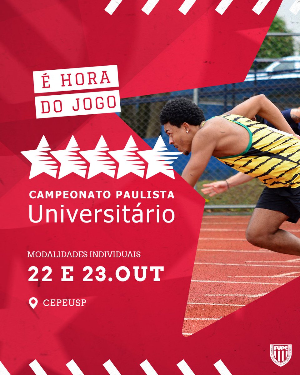 fupeoficial's tweet photo. Tá chegando o dia!
As inscrições para as modalidades do dia 22 e 23 de outubro do CPU 2022 estão abertas
Se interessou?
Então acesse o link: https://t.co/OsAGOwYZ2k

#sports #cpu #campeonatopaulista #campeonatopaulistauniversitário #competição #esporte #paulista #universitário https://t.co/9JkmJBToz5