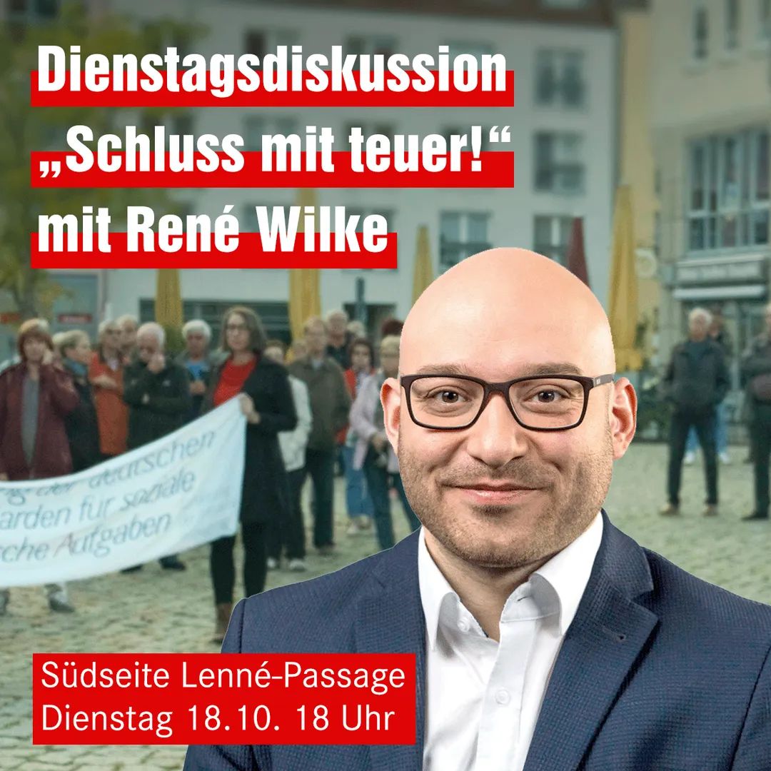 Medieninternat's tweet photo. Städtische Maßnahmen in #frankfurtoder gegen Preissteigerungen, was ist bereits passiert, was kann noch getan werden, woran scheitern Maßnahmen? Diskussion mit Frage-Antwort-Runde @DIE_LINKE_Ffo mit OB @ReneWilke.
Dienstag, 18.10., um 18.00 Uhr, am Südeingang der Lenné-Passagen. https://t.co/3QHbfkO0y2