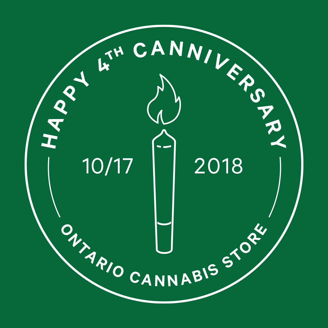 ONCannabisStore's tweet photo. Happy Canniversary! Today we celebrate four years of legal recreational cannabis in Canada and how far we’ve come in Ontario — more than 1,500 Authorized Cannabis Stores, over 2,000 unique products and an industry that's constantly growing and evolving. https://t.co/QxxNYZ192t
