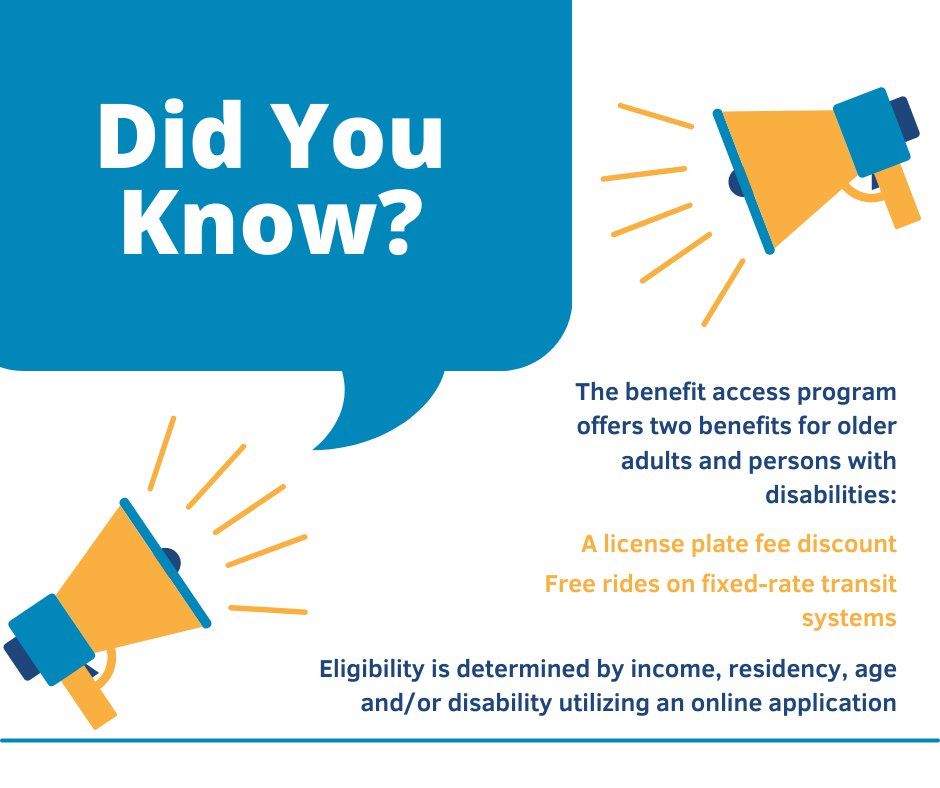 AgeGuide's tweet photo. #DYK Illinois has a Benefit Access program for qualified older adults? The program offers two cost saving benefits including a license plate fee discount and free rides on fixed-rate transit systems. For more information or to apply, contact #AgeGuide at (800) 528-2000 https://t.co/copdgWo9Cv