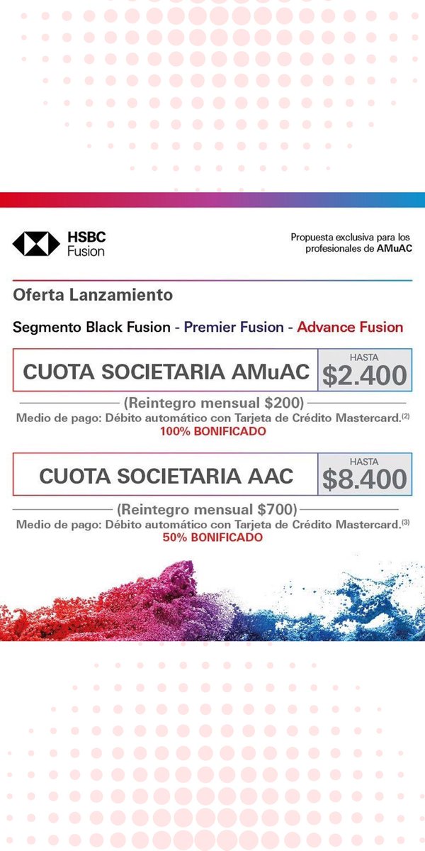 mutualcirujanos's tweet photo. Beneficio HSBC ❤️

Ofrece para todos los socios/as y beneficiarios/as🧑‍⚕️👨‍⚕️

Paquete de productos 100% bonificado el mantenimiento de la cuota por 12 meses✅

Cuota societaria AMuAC hasta 2400 pesos con 200$ de reintegro mensual✅ https://t.co/FvxUdTAtfF
