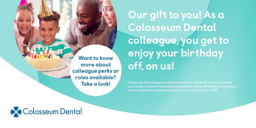 Birthdays are a cause for celebration... so as an employed colleague at Colosseum Dental, what better way to celebrate your day than enjoying the day off, on us! 🎉🥳

Visit our site for more info on your Career at Colosseum here ➡️ bit.ly/3K4aJEJ

#WeCareMore