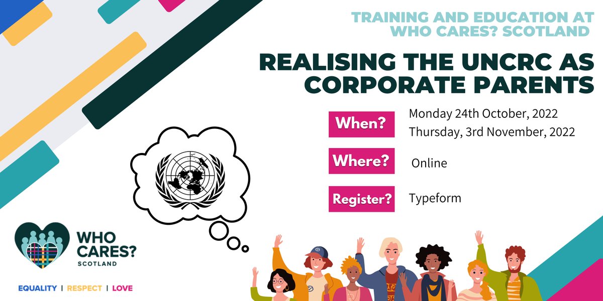 Join our Training and Education team on one of their collaborative sessions coming up on, ‘Realising the UNCRC as Corporate Parents’. 24th October – register - lnkd.in/e-rYDMHR 3rd November – register - lnkd.in/eNmSsqW9