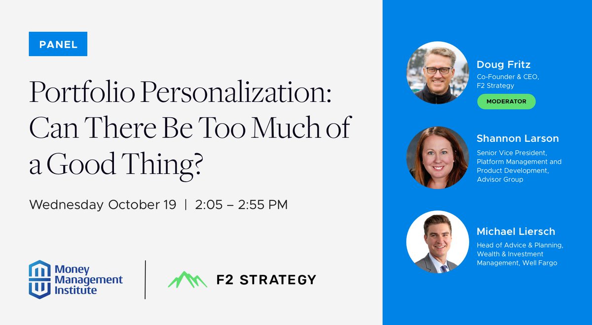 F2Strategy (@f2_strategy) on Twitter photo Happy Monday - we're looking forward to a great week! On Wednesday, <a href="/dougofritz/">Doug Fritz</a> will moderate a discussion with Shannon Larson and Michael Liersch on portfolio personalization at Money Management Institute. #wealthmanagement #fintwit Happy Monday - we're looking forward to a great week! On Wednesday, <a href="/dougofritz/">Doug Fritz</a> will moderate a discussion with Shannon Larson and Michael Liersch on portfolio personalization at Money Management Institute. #wealthmanagement #fintwit