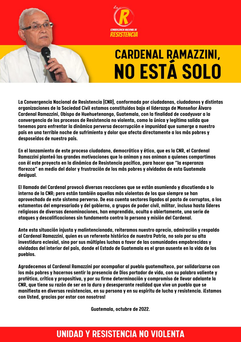 resistencia502's tweet photo. Para seguir resistiendo ante los corruptos y mediocres que hunden a Guatemala, debemos sumar nuestras fuerzas y acompañarnos. https://t.co/qkyEQGElCl