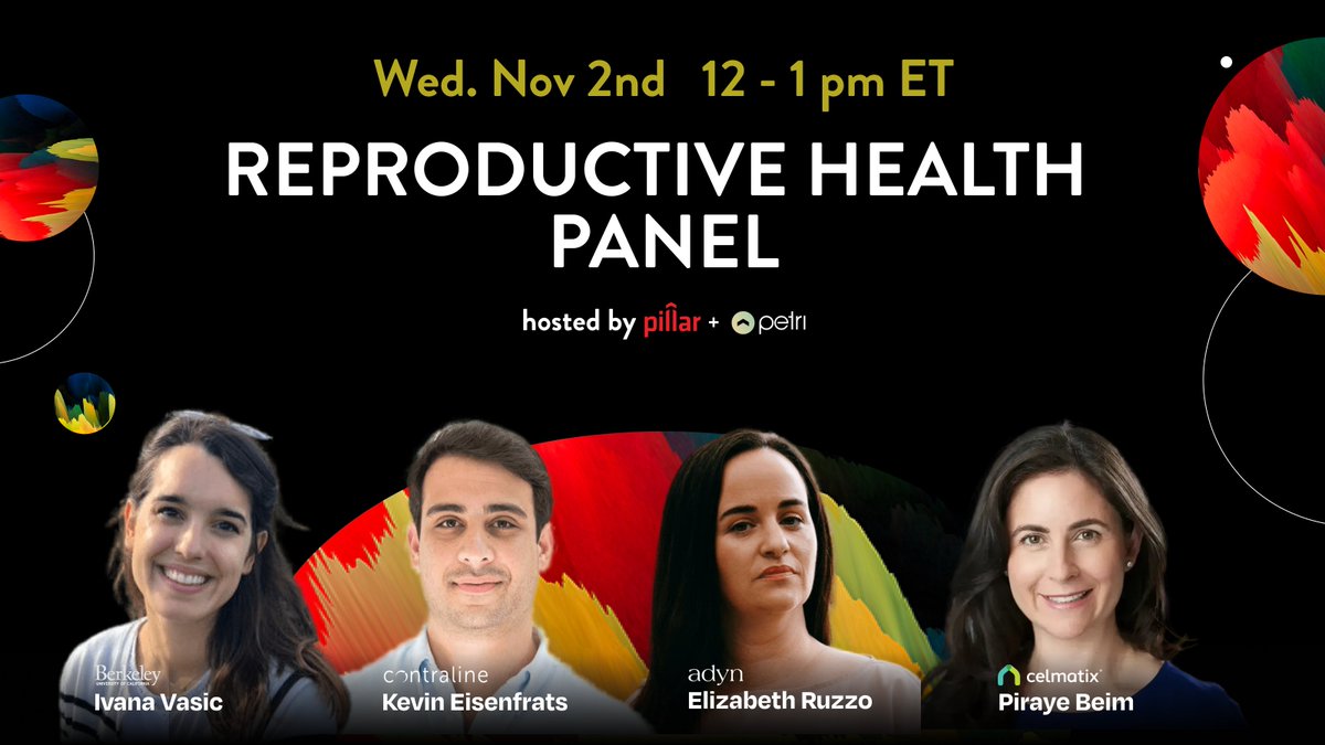 The future of reproduction will look very different than today. 

Join <a href="/pirayebeim/">Piraye Yurttas Beim, PhD</a>, @Ivana__Vasic, <a href="/kfrats/">Kevin Eisenfrats</a> &amp; <a href="/sequinlabcoat/">Elizabeth Ruzzo, PhD</a> on November 2nd for a discussion on different opportunities in the reproductive health industry.

Register here: founderledbio.com/register/