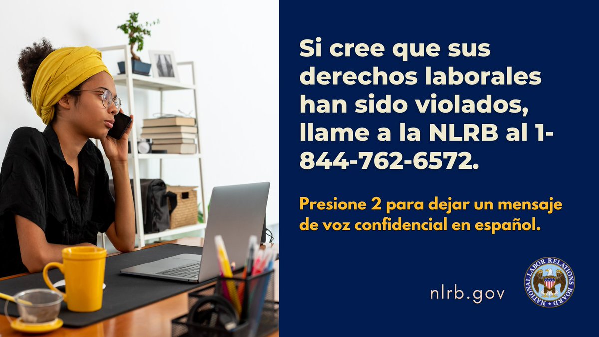 NLRBGCes's tweet photo. Un agente de la Junta le llamará de vuelta con un intérprete. https://t.co/GIvggykAld