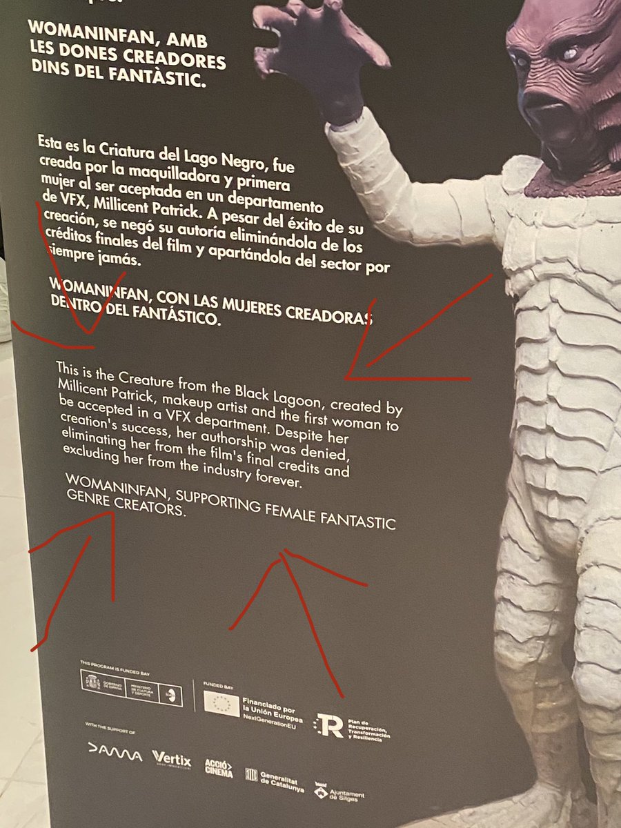 RuthHGreenberg's tweet photo. On “editing out” marginalised creatives in film, @sitgesfestival and #WomenInFan had this great installation on the uncredited MILLICENT PATRICK, creator of one of movies’ most iconic monsters.
Check out the excellent https://t.co/7WssKZioA9
#TheCreatureFromTheBlackLagoon https://t.co/grPgSI4ThV