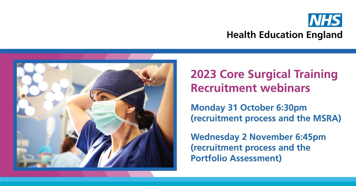 Are you applying for core surgical training this November? Join us on the following 2 dates for more info. Mon 31 October 6.30pm: CST Recruitment & the MSRA>>>orlo.uk/rBSim Weds 2 November 6.45pm: CST Recruitment & the Portfolio Assessment>>> orlo.uk/97zFe