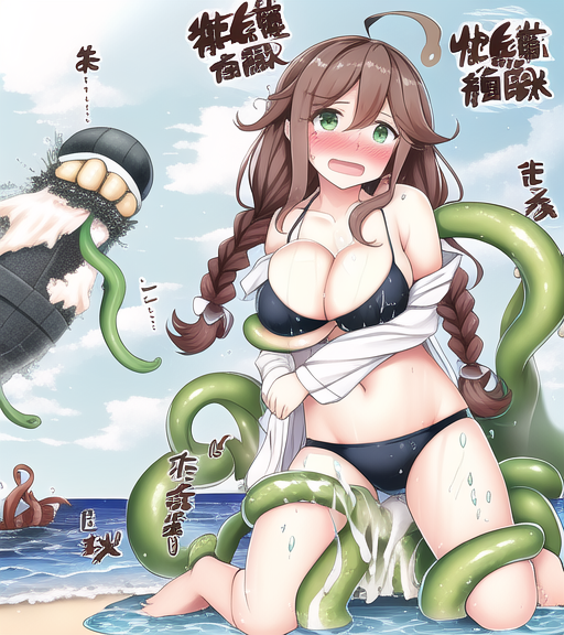 深海忌雷 ,能代(艦これ) 「一応肌色は多いんだけどシュルレアリズムみたいになるので笑ってしまうw 」|たいちのイラスト