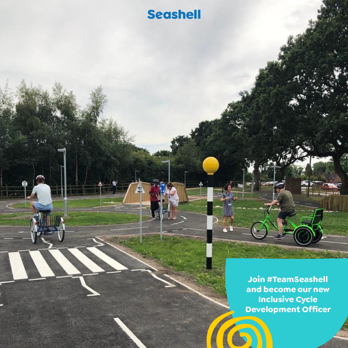 seashelltrust's tweet photo. Join #TeamSeashell and become our new Inclusive Cycle Development Officer.🚴
You will help manage our new state of the art inclusive cycling facility, The Bradbury Cycle Centre, which compromises of The Learn to Ride Track and three wider cycle trails👉 https://t.co/OxISW0Xk0L https://t.co/4iEtJ5w8za