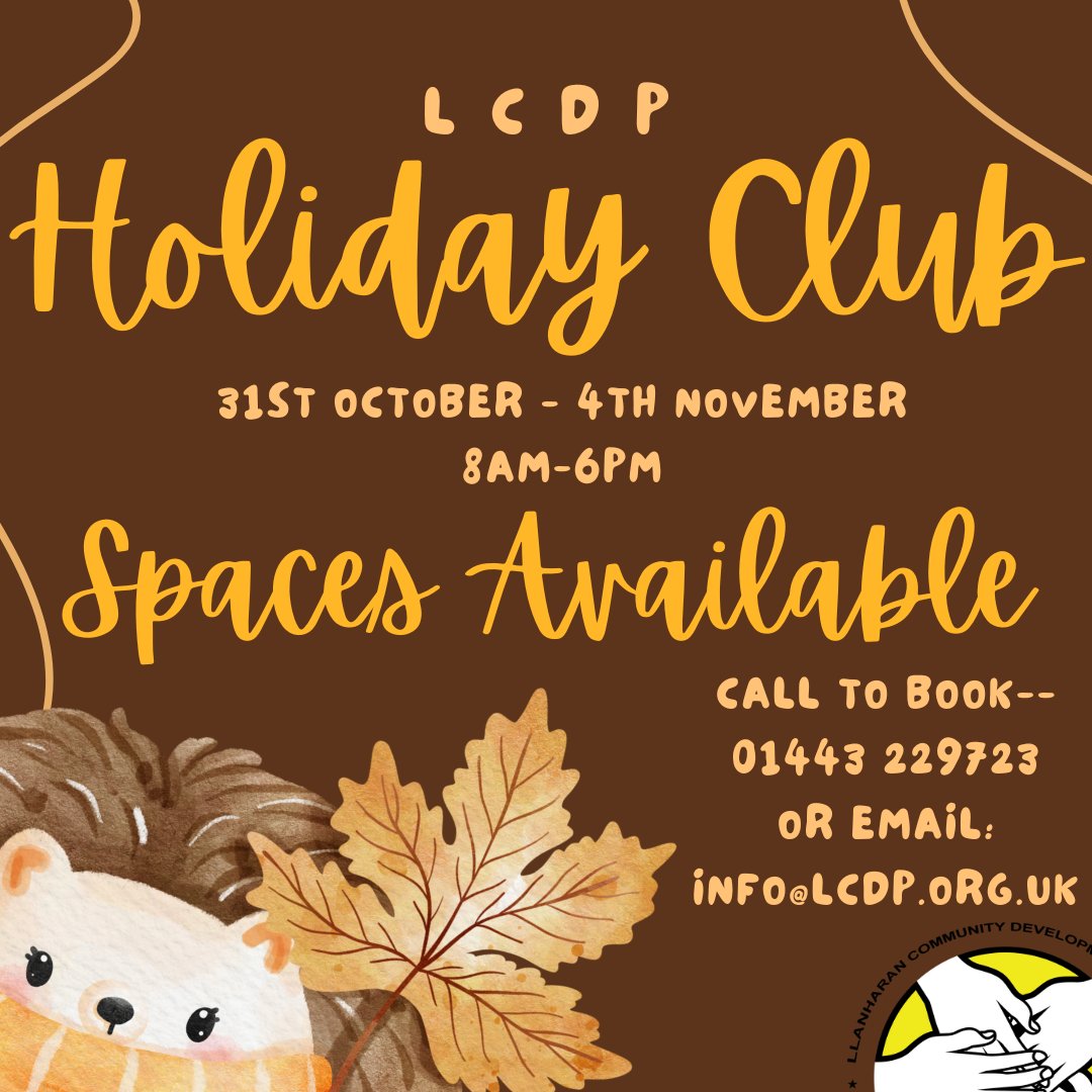 We currently have a few spaces in our LCDP Holiday Club for October half-term. Please email us on info@lcdp.org.uk to book, or call 01443 229723.

#lcdpholidayclub #lcdp