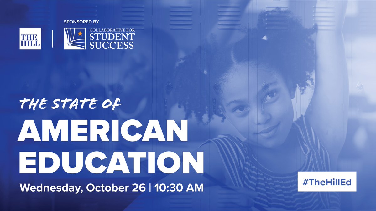 How are we prioritizing vulnerable students and ensuring that no student gets left behind as we address pandemic learning loss? Join @TheHill in Washington, DC on 10/26 to find out. Register: bit.ly/3fI1XSf Thank you @StudentSuccess for supporting #TheHillEd program.