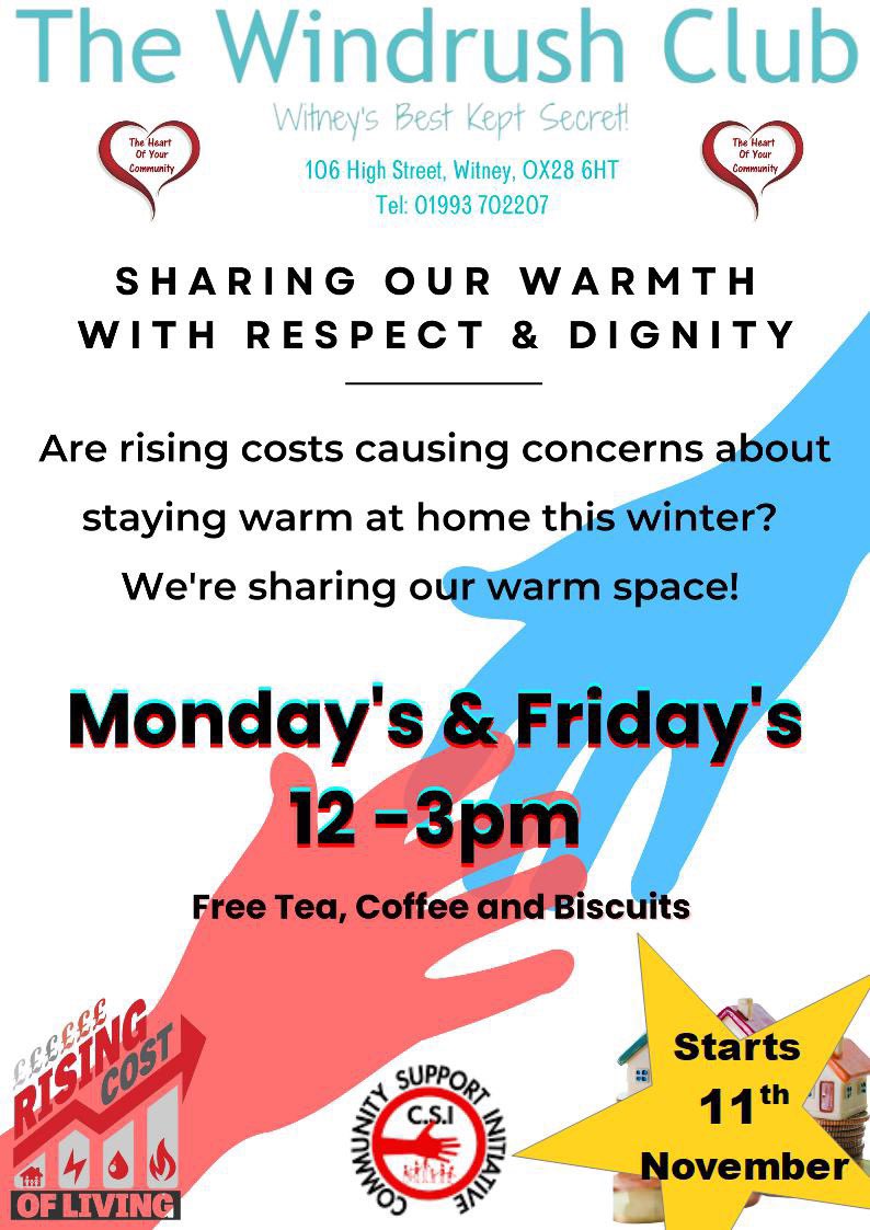 We are happy to announce that our 'Warm Space' Community Initiative starts 11th November.