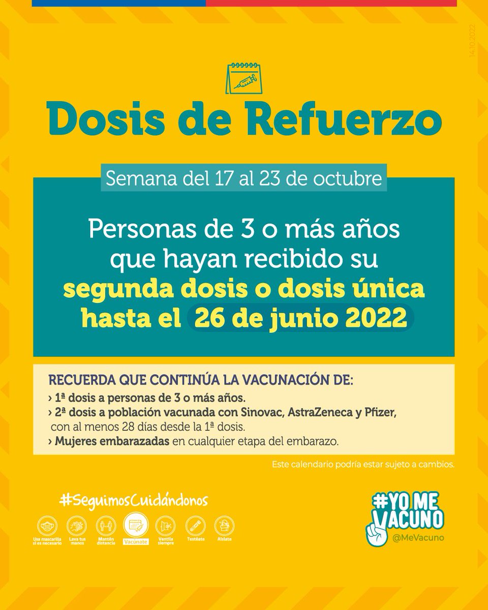 SeremiSaludM's tweet photo. Revisa los calendarios de vacunación para esta semana 📆💉 y #PonteAlDía con tu cuarta dosis. Más información en: https://t.co/YdphUdg944 #YoMeVacuno https://t.co/eEZrrZtHGT