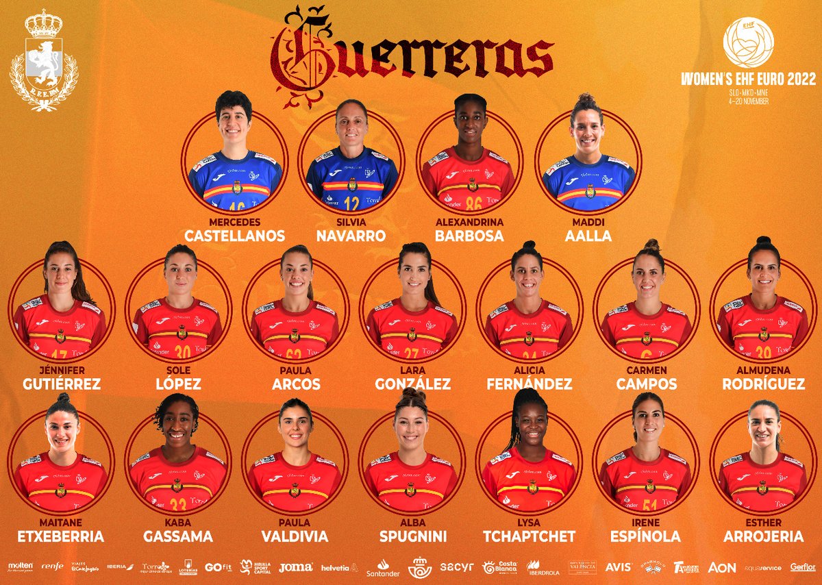 RFEBalonmano's tweet photo. 🇪🇸 ¡AQUÍ ESTÁN! ¡Ellas son las 1⃣8⃣ #Guerreras elegidas para disputar el @EHFEURO 2022! 📝

❤️ ¡Todo un país está con vosotras! ¡Es NUESTRO MOMENTO! ⚔️

#SheLovesHandball #PlayWithHeart #EHFEURO2022 https://t.co/HSFHgPjvEO