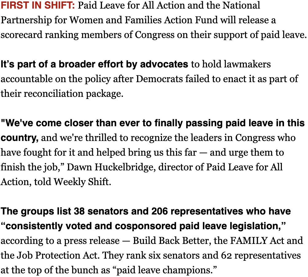 Today @NPActionFund and @PaidAction release their first #PaidLeaveForAll congressional scorecard. We'll be recognizing supporters all week—and we'll keep going until we #PassPaidLeave. nationalpartnershipaction.org/updates/2022/1…