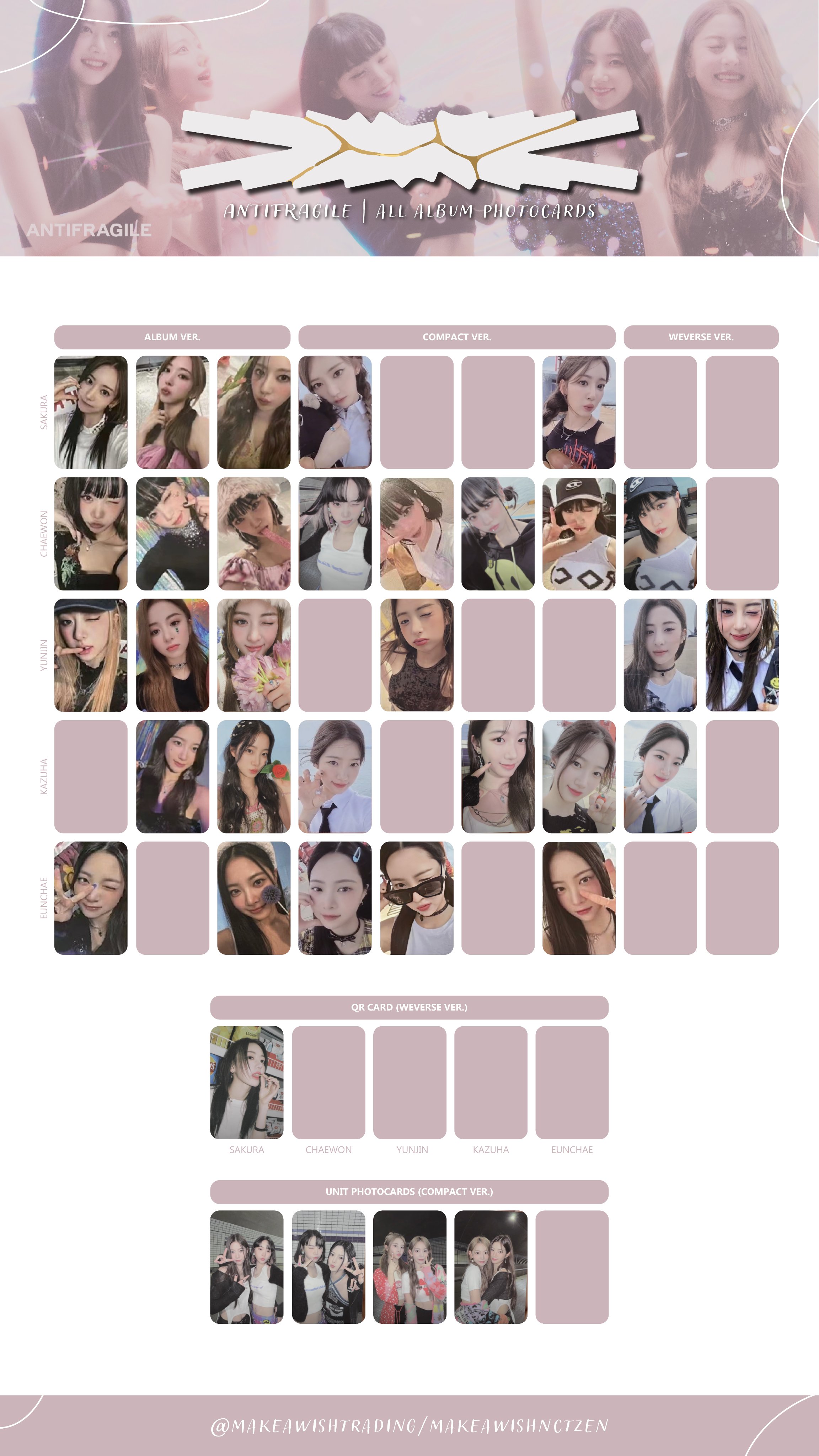 LE SSERAFIM CHAEWON's ANTIFRAGILE WEVERSE QR CODE PHOTOCARD