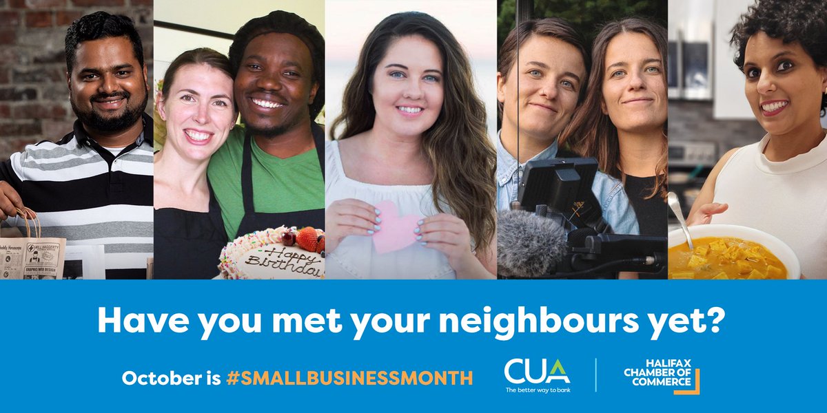 CUAbanking's tweet photo. #SmallBusinessWeek is a time to shine a spotlight on the hard working #entrepreneurs behind #NovaScotia-Owned Businesses and recognize the important impact they have on our economy.
@halifaxchamber @paperheartsHFX @MirrorImageMed #Greenii #DelectableDesserts #ShivanisKitchen https://t.co/CoAuIUtwin
