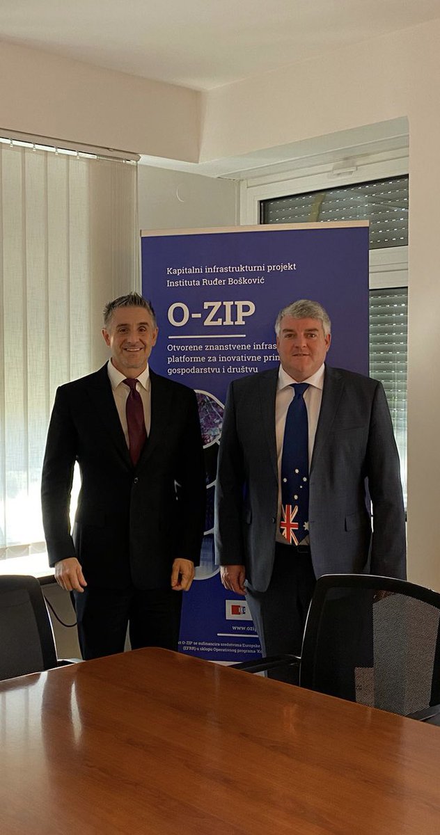 Wonderful to meet 🇦🇺 🇭🇷 David Smith, Director-General of @institutrb - 🇭🇷 largest multidisciplinary research institute. We discussed opportunities for cooperation, 🇦🇺 🇭🇷 scientific ties & the contribution that 🇦🇺 scientists make in Croatia - including in marine science.