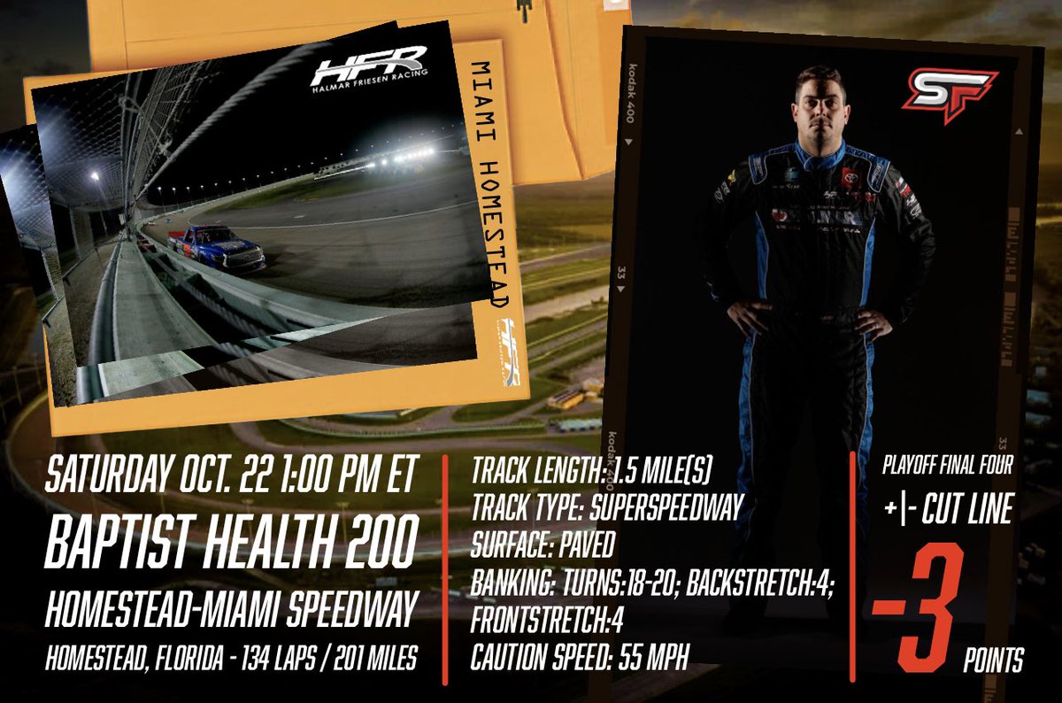 StewartFriesen's tweet photo. We’re ready for @HomesteadMiami this weekend with the Championship on the line. Let’s go! #halmar @ToyotaRacing @NASCAR_Trucks @NASCAR @Mobil1 @Mechanix_Wear @WIXFilters @MothersPolish https://t.co/rUI1NG6RXy