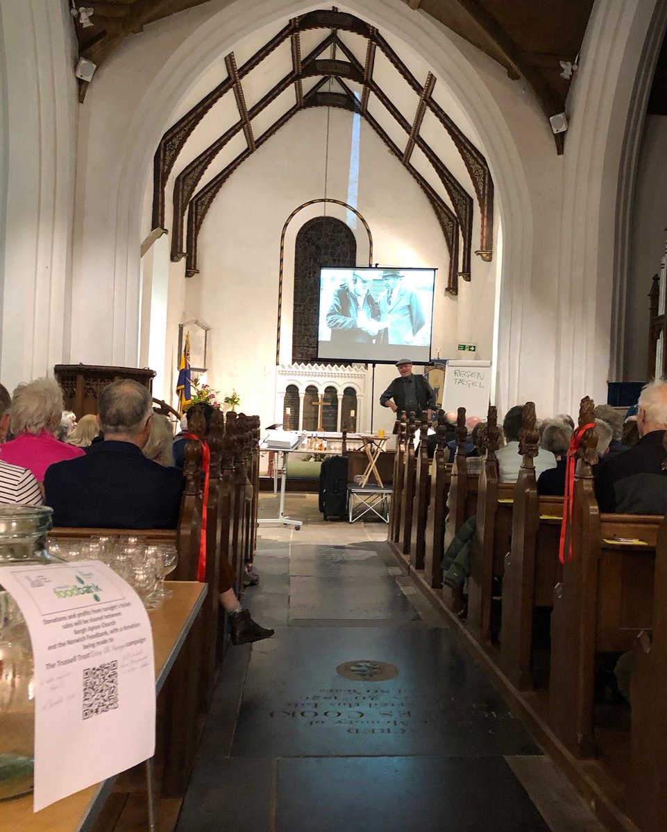 BerghApton's tweet photo. A truly enjoyable and fun evening at Charlie Haylock’s talk about his role as Dialect Coach on the Netflix film, The Dig. A brilliant evening with funds raised for Bergh Apton Church and @norwichfoodbank @TrussellTrust https://t.co/bpNthYTiFb
