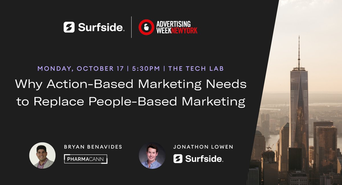 Surfside (@getsurfside) on Twitter photo Will you be at <a href="/advertisingweek/">Advertising Week</a> in New York this week? Come check out our session at 5:30pm today. We'll be talking about the cannabis industry, first-party data, and why action-based marketing is so important: newyork.advertisingweek.com/aw/schedule/se… #advertisingweek #awnewyork Will you be at <a href="/advertisingweek/">Advertising Week</a> in New York this week? Come check out our session at 5:30pm today. We'll be talking about the cannabis industry, first-party data, and why action-based marketing is so important: newyork.advertisingweek.com/aw/schedule/se… #advertisingweek #awnewyork