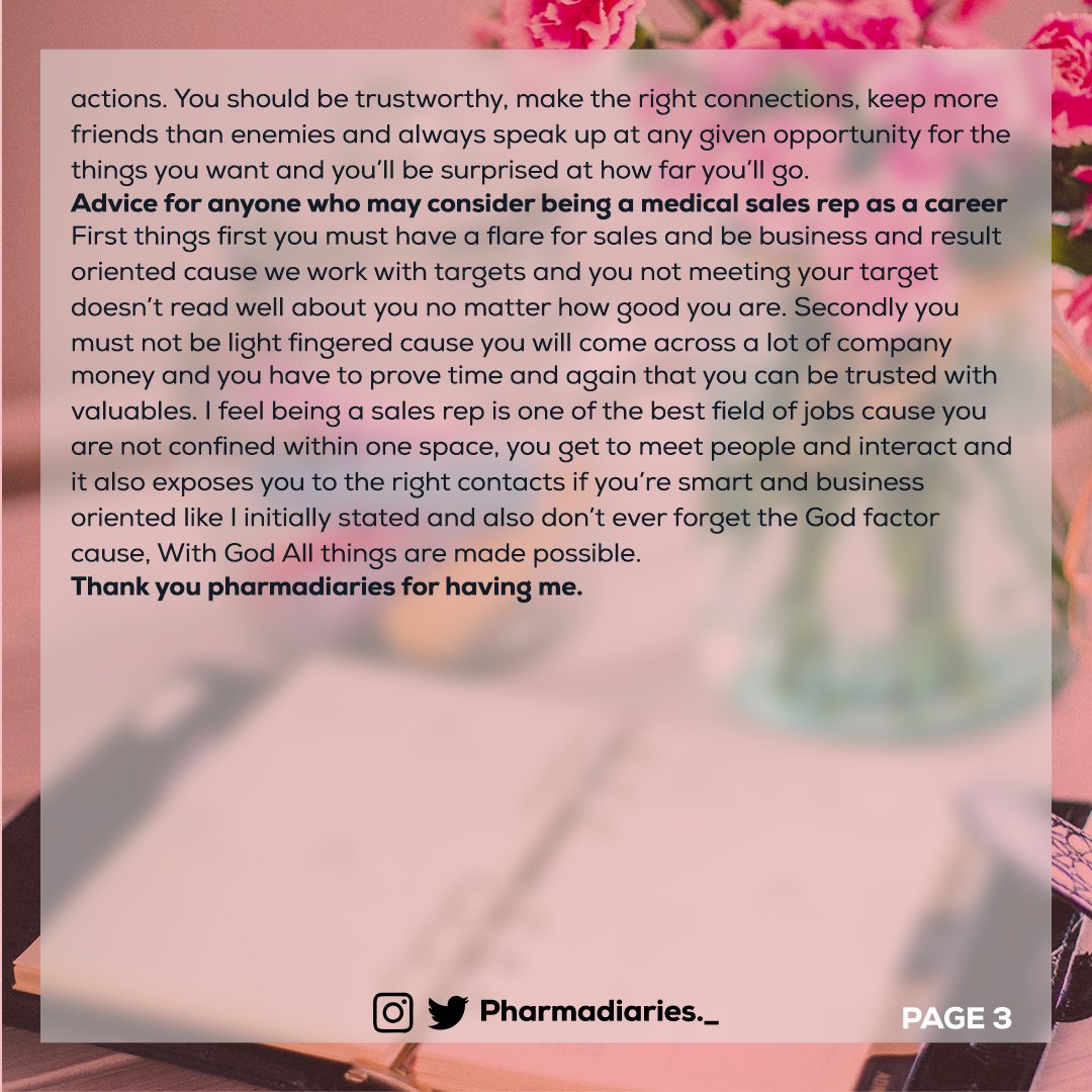 Pharmadiaries_'s tweet photo. 17/10/2022
#pharmaxperience 📒
Diary of a sales rep Pharmacist
@nwanze_joe https://t.co/LmpdBtcugr