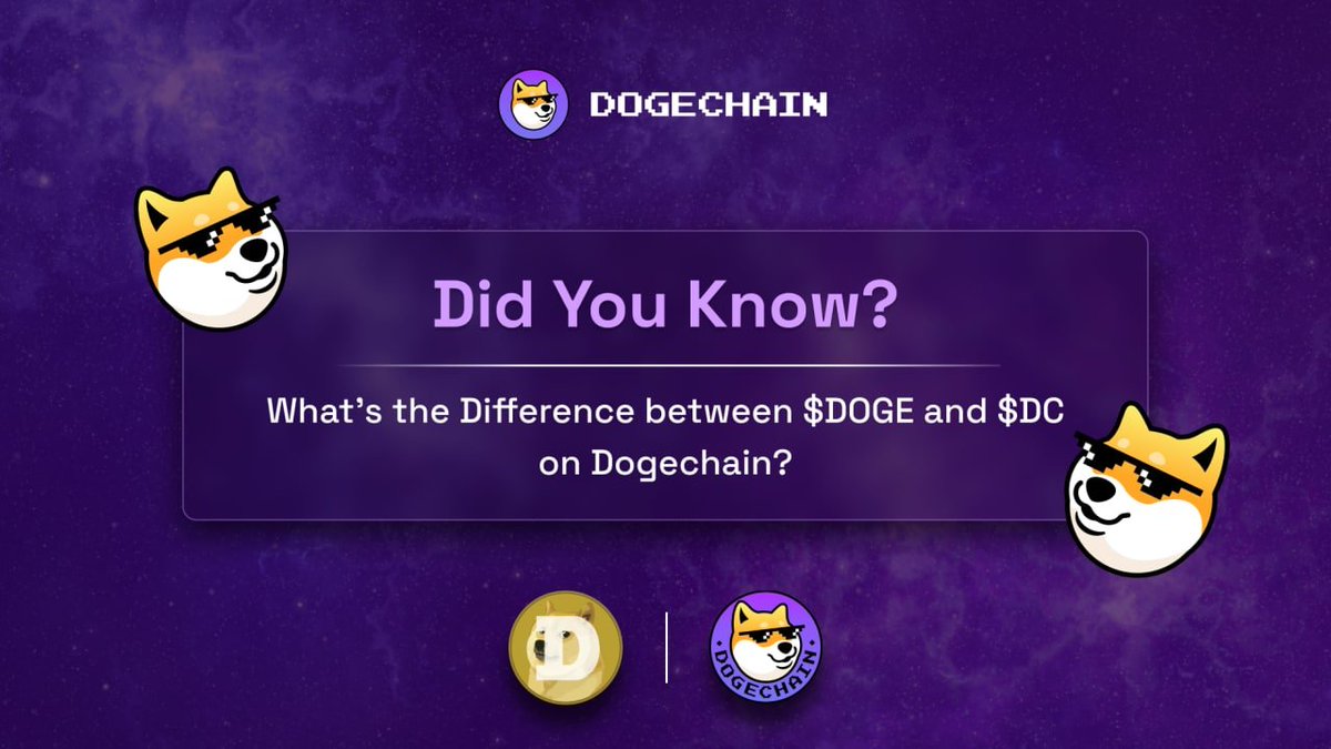 DogechainFamily's tweet photo. Did you know 🐶 ❓

🕶 What's the Difference between $DOGE and $DC on #Dogechain? https://t.co/l4lYfV3AsZ