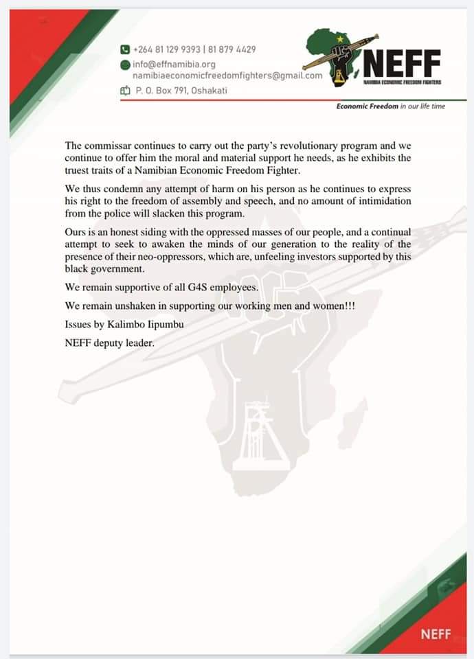 eff_namibia's tweet photo. STATEMENT ON THE G4S GUARDS SITUATION

#VOTENEFF2024 https://t.co/YyjlSIasuO