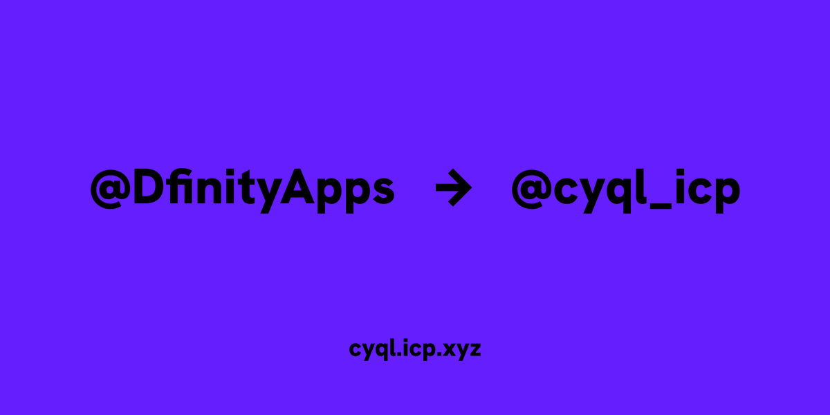 When tagging cyql please use the new Twitter handle: 🔄 @cyql_icp 🔄
#internetcomputer #dapps