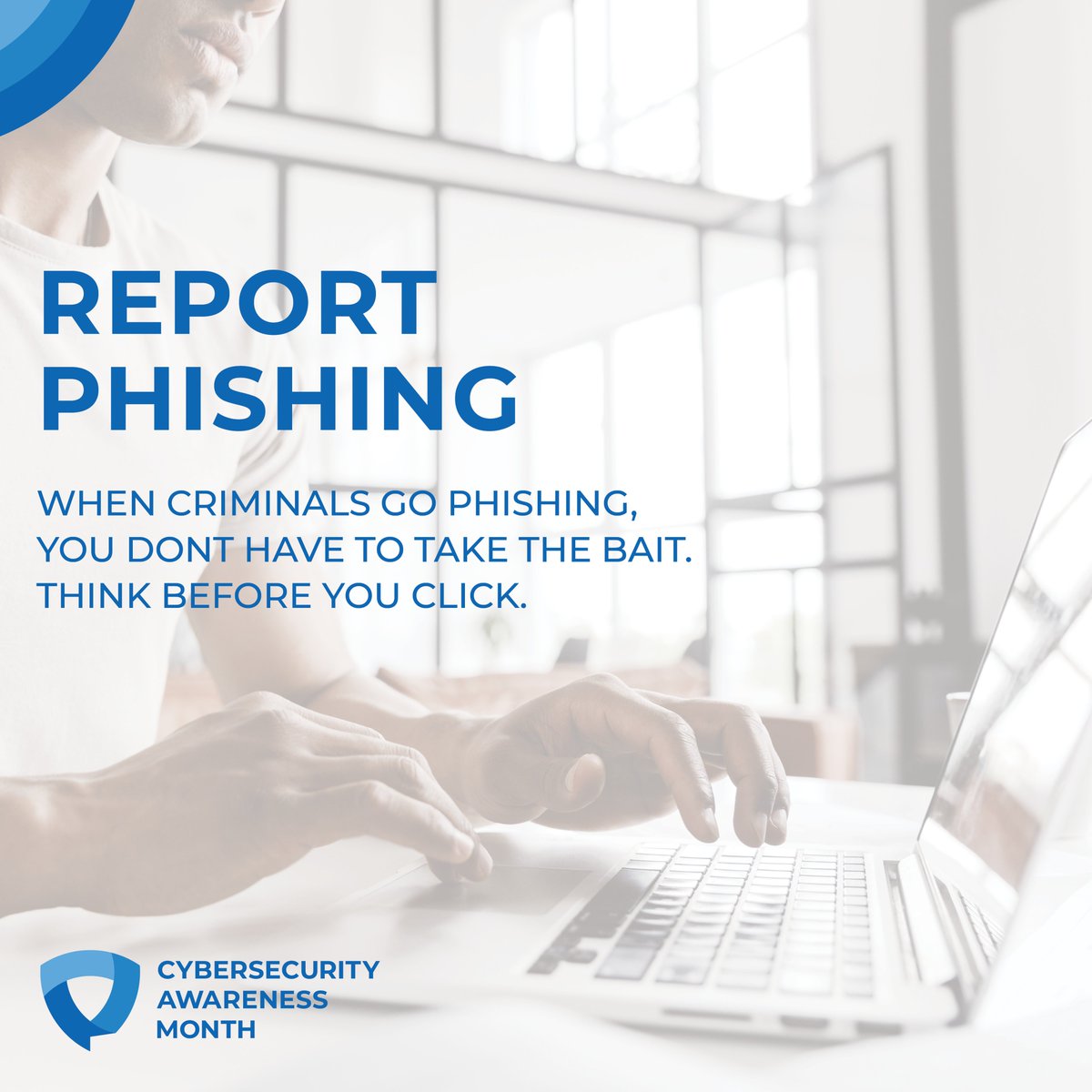 NeoSystemsLLC's tweet photo. One click is all it takes. You can stop cyber incidents by reporting phishing to your IT department and your email provider as soon as you see it. #BeCyberSmart https://t.co/7Kt7kqbgYt https://t.co/A5NJgVD3vQ