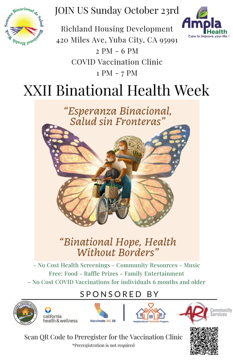 amplahealth's tweet photo. Join us this Sunday, October 23rd, for the XXII Binational Health Week at the Richland Housing Development from 2 pm to 6 pm. Follow, Like & Share. #AmplaHealth #BinationalHealthWeek #BinationalHealthFair #Events. https://t.co/OET9UYq5GY