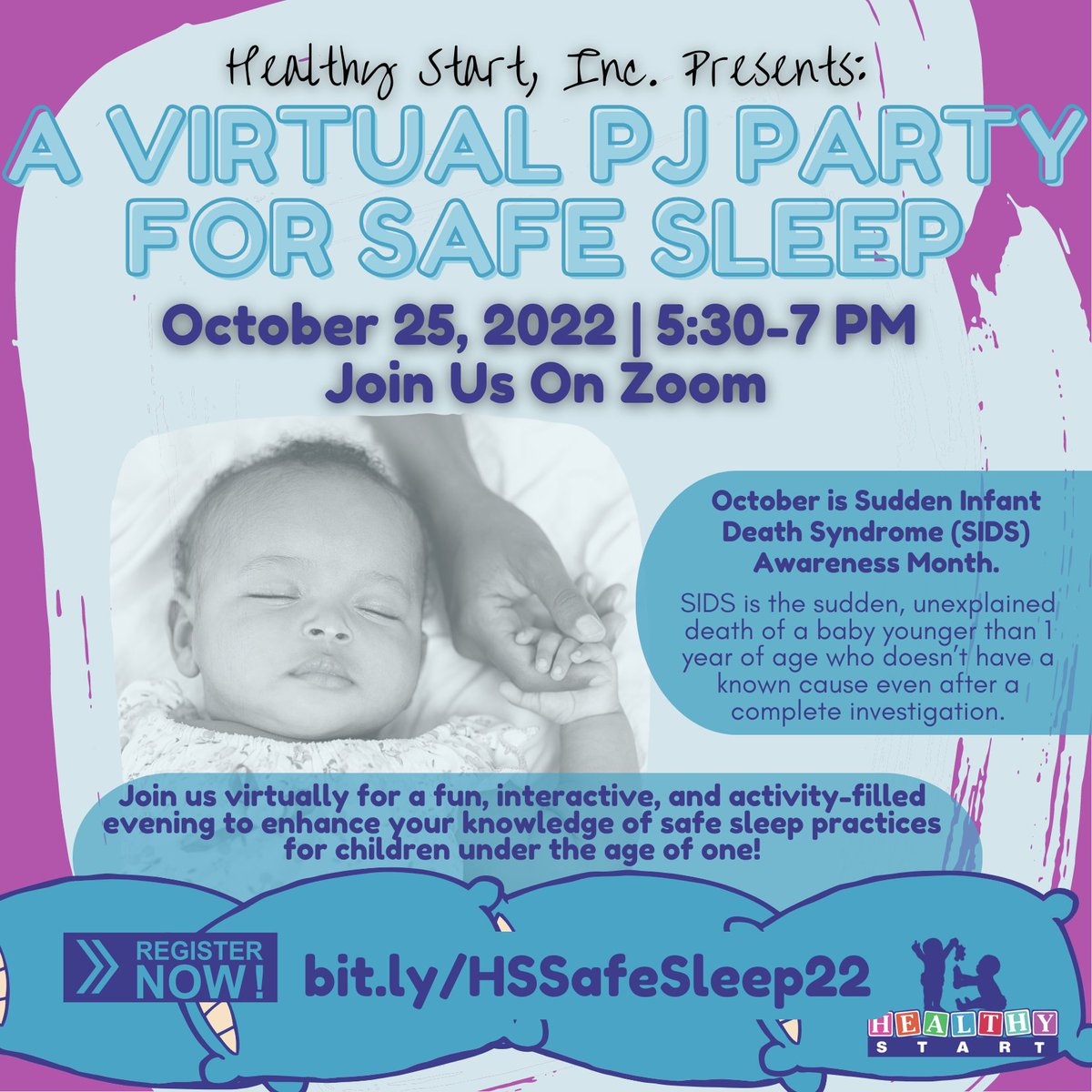 HealthyStartPgh's tweet photo. Here's some #SafeSleepTips 4 #SIDSAwarenessMonth ! We are wrkng 2 ensure all caregivers knw the best practices when our little ones are sleeping.

Throw on your favorite PJs &amp;  join us on 10/25 from 5:30-7 PM for our virtual PJ Party for Safe Sleep! https://t.co/Zc3ZcryeQS https://t.co/gOM6voSiV3