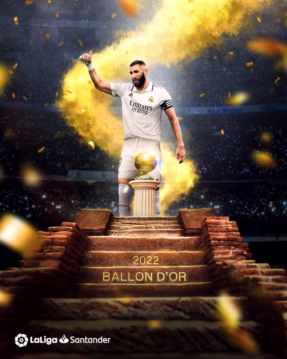 LaLigaEN's tweet photo. 👑 𝗞𝗜𝗡𝗚 𝗞𝗔𝗥𝗜𝗠. 👑

9️⃣ The @realmadriden wins the Ballon d'Or 2022! 🔝

#LaLigaSantander | #BallonDor https://t.co/ZF3FssrHmy