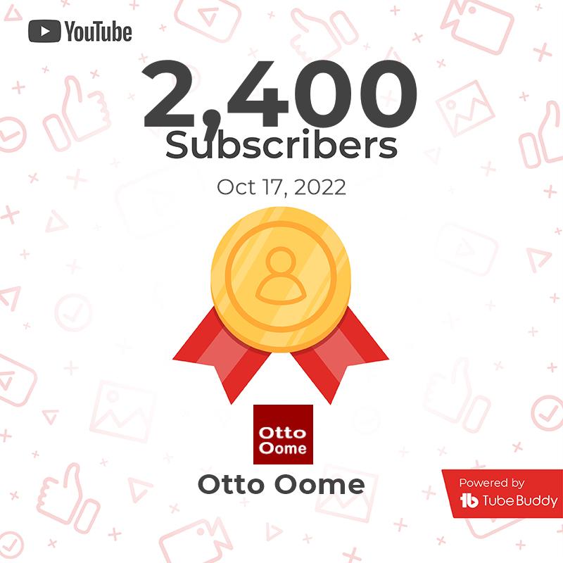 OttoOome's tweet photo. @Capp00 @TubeBuddy Congrats, I have still a way to go
I hit 2.4K Subs today

https://t.co/56mqmn7Zfu https://t.co/Mi5PzniIFE