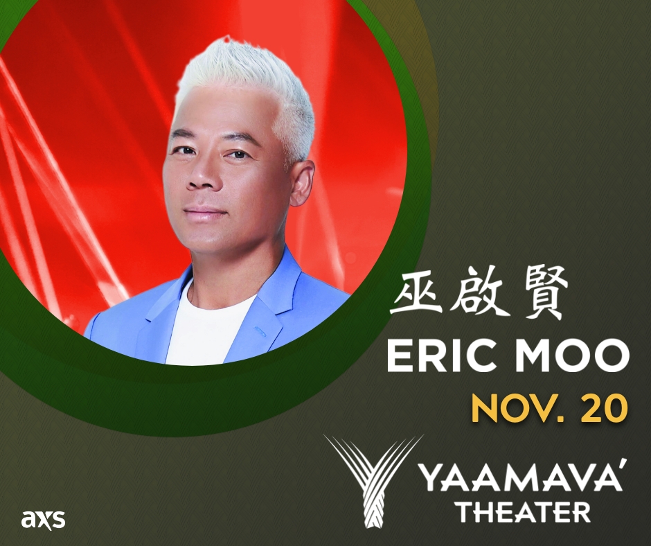 #JustAnnounced Eric Moo is a Malaysian Chinese award-winning singer-songwriter and record producer. Don't miss him on November 20 at #YaamavaTheater! Tickets on sale October 24 at 10 a.m. >> bit.ly/3D62pCU #MeetUsAtYaamava #EricMoo