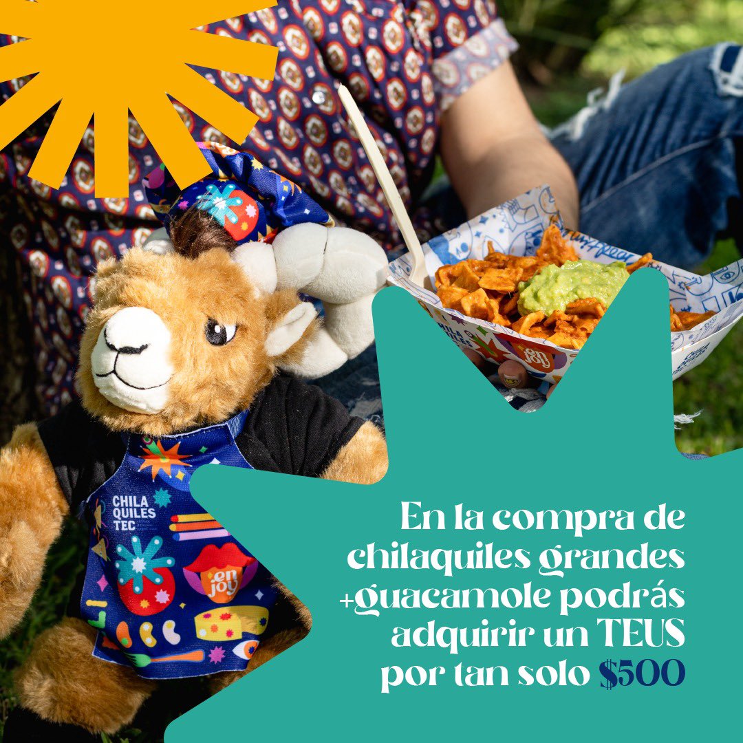 TECcampusPUE's tweet photo. ¡Aprovecha! 🐏 En la compra de unos chilaquiles grandes + guacamole, podrás adquirir un Teus por tan solo $500 🤩✨

#soytec #acércate #teccampuspue #chilaquiles #tecfood https://t.co/TFbhWKp5Yd