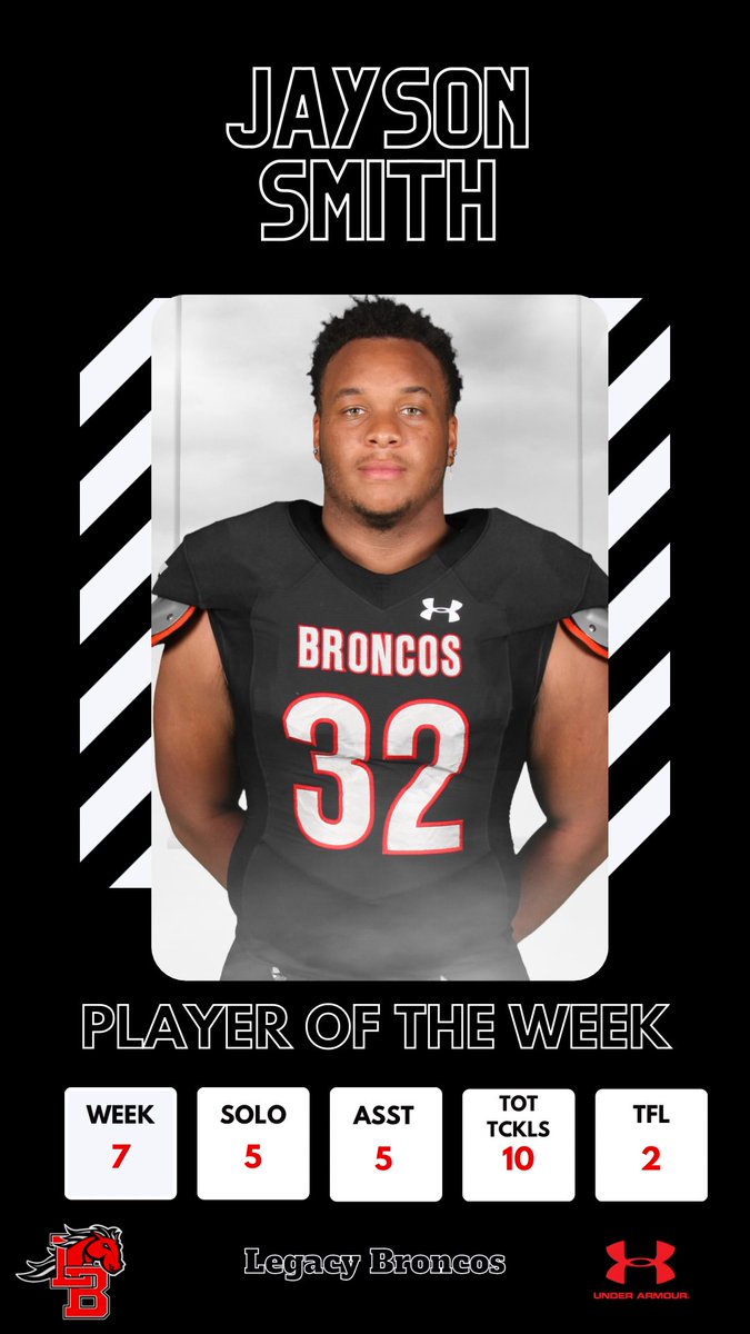 legacybroncofb's tweet photo. Congratulations to our Raising Cane’s Defensive Lineman of the Week vs. Waxahachie! #WeAreLegacy https://t.co/kRhDADSgfu