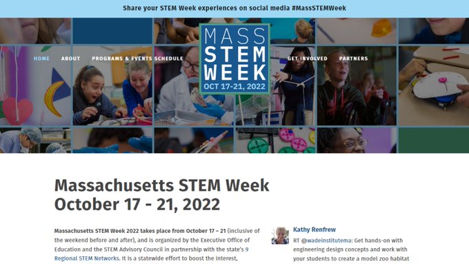 📢Don't forget: If you have exciting STEM content to share, be sure to use the hashtag #MassSTEMWeek so your updates are featured on massstemweek.org