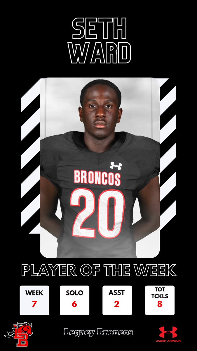 legacybroncofb's tweet photo. Congratulations to our Raising Cane’s Defensive Player of the Week vs. Waxahachie! #WeAreLegacy https://t.co/s7NSwlUetn