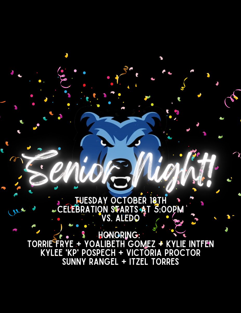Brewer_BearsVB's tweet photo. Tomorrow is Senior Night!!! Come celebrate our Seniors with us during our last home game!!! Celebration kicks off at 5pm! We will miss these ladies💙🏐🎉 #FamilyForever https://t.co/7SSFTm8pk7