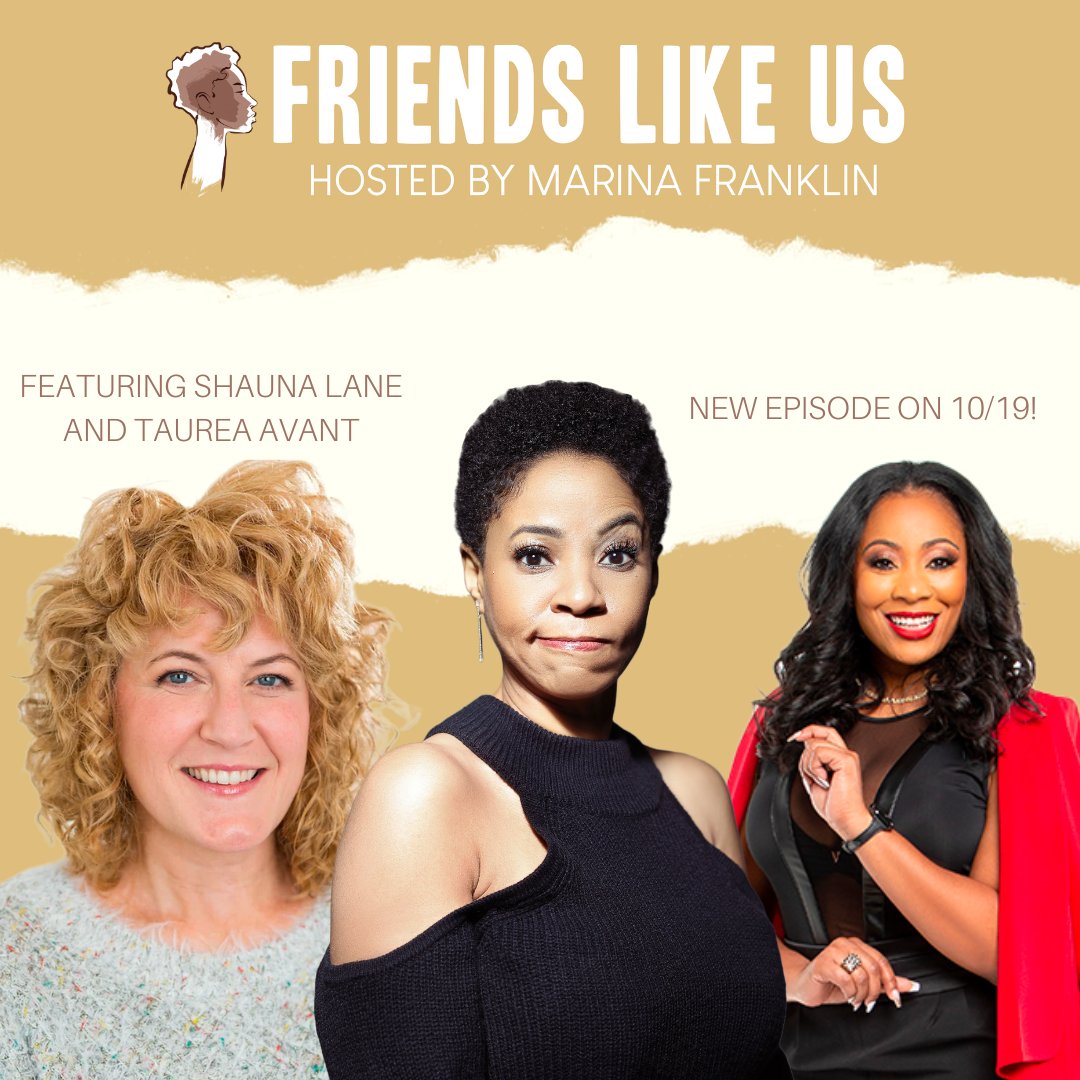 NEW CONTENT ALERT! A brand new episode of Friends Like Us with host <a href="/marinayfranklin/">Marina Franklin</a> and fabulous friends <a href="/theshaunalane/">shauna lane</a> &amp; <a href="/visionavant/">Taurea Vision Avant www.10kbook.com</a> discussing #BreastCancerAwareness is coming your way on 10/19! ❤️

#CheckOut all things #FriendsLikeUs here: ow.ly/13YS50JqNJv