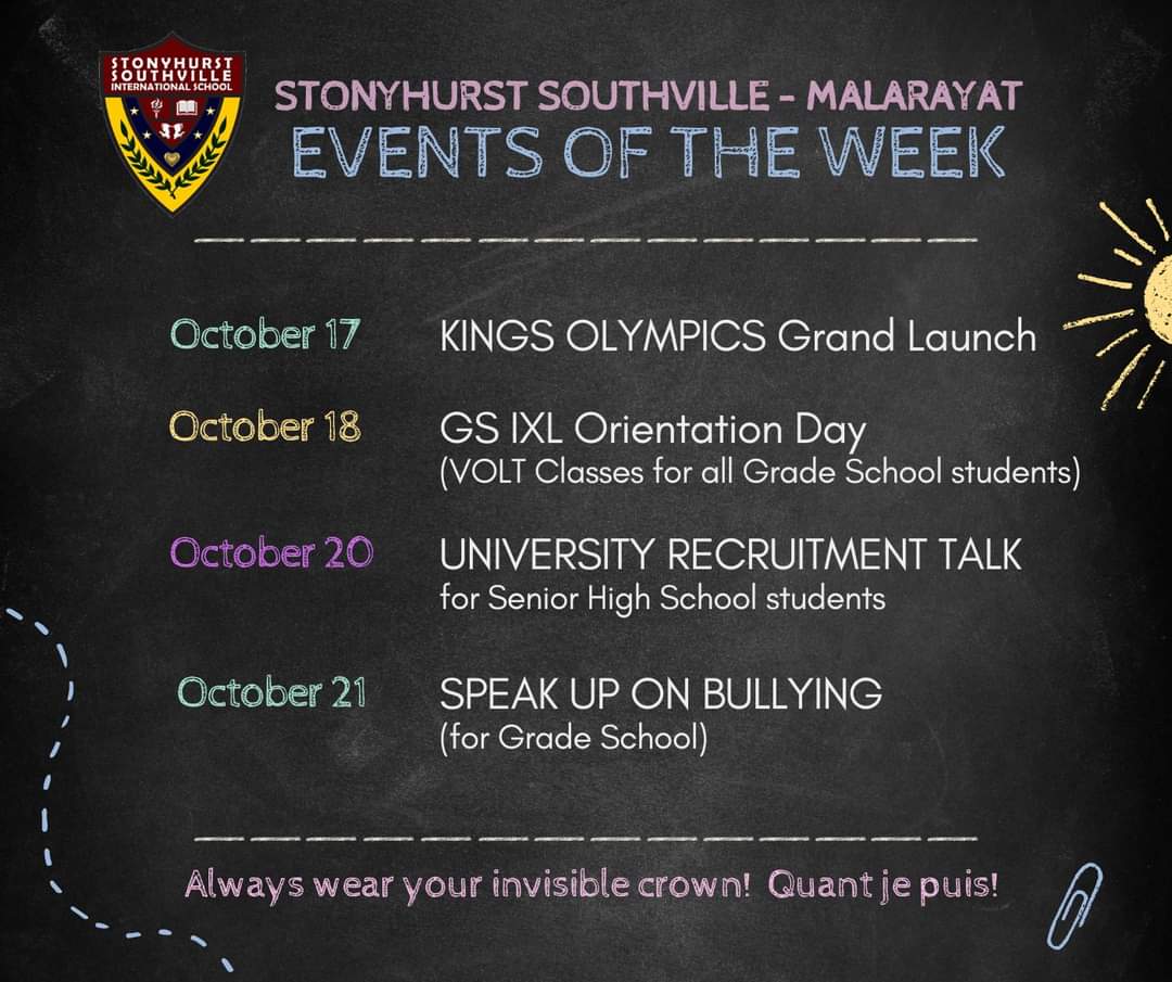 SSISMalarayat's tweet photo. Have a fruitful week, KINGS! Always wear your invisible crown! https://t.co/AeHKTw8tFv