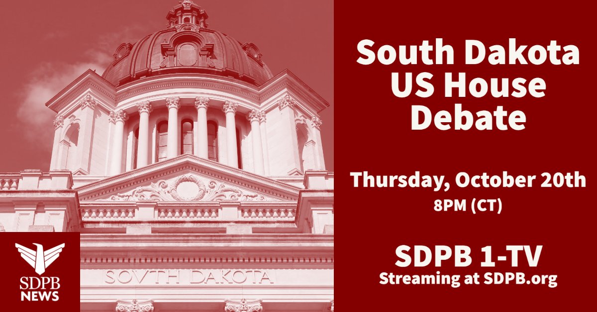 One hour till the 2022 US House Debate on SDPB 1-TV and streaming at bit.ly/3tKT0c2.