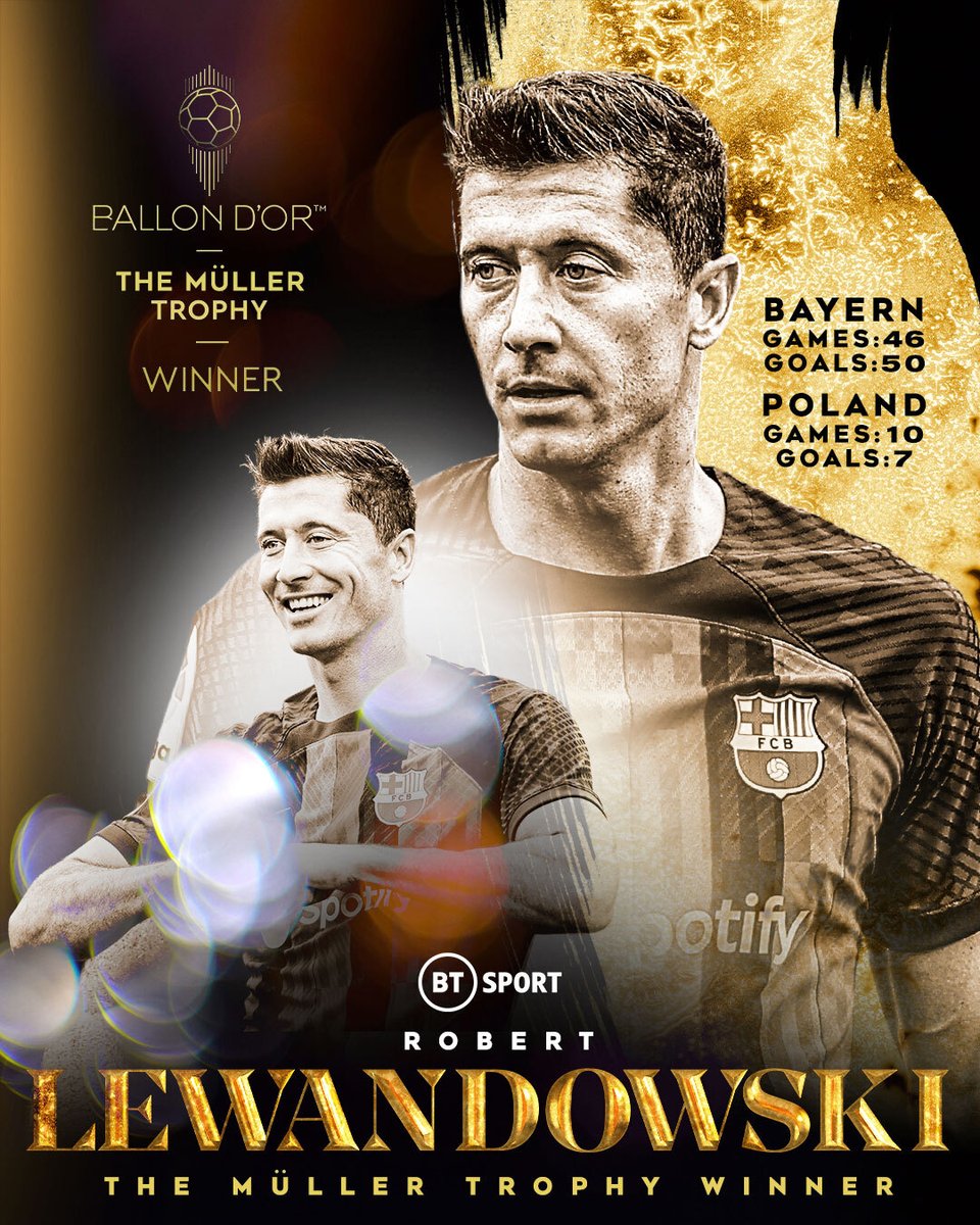 The Man is a MACHINE! ⚽️🏆

For the second year, Barcelona and Poland striker Robert Lewandowski collects The Müller Trophy.

#TropheeGerdMuller