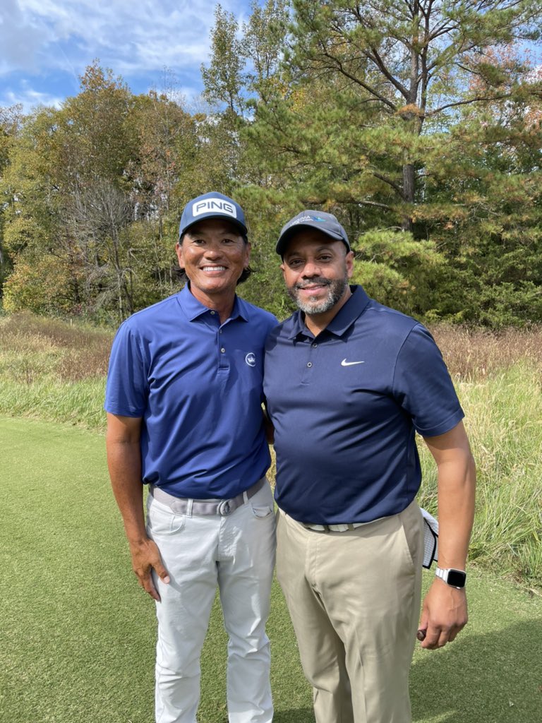 KenAmpy's tweet photo. It was my great pleasure to play with PGA pro @KenTanigawa in the Virginians for Veterans golf tournament today.  Ken and other golf pros are in town this week for the @DominionEnergy Charity Classic. @DECCGolf https://t.co/MQybFLZVPb