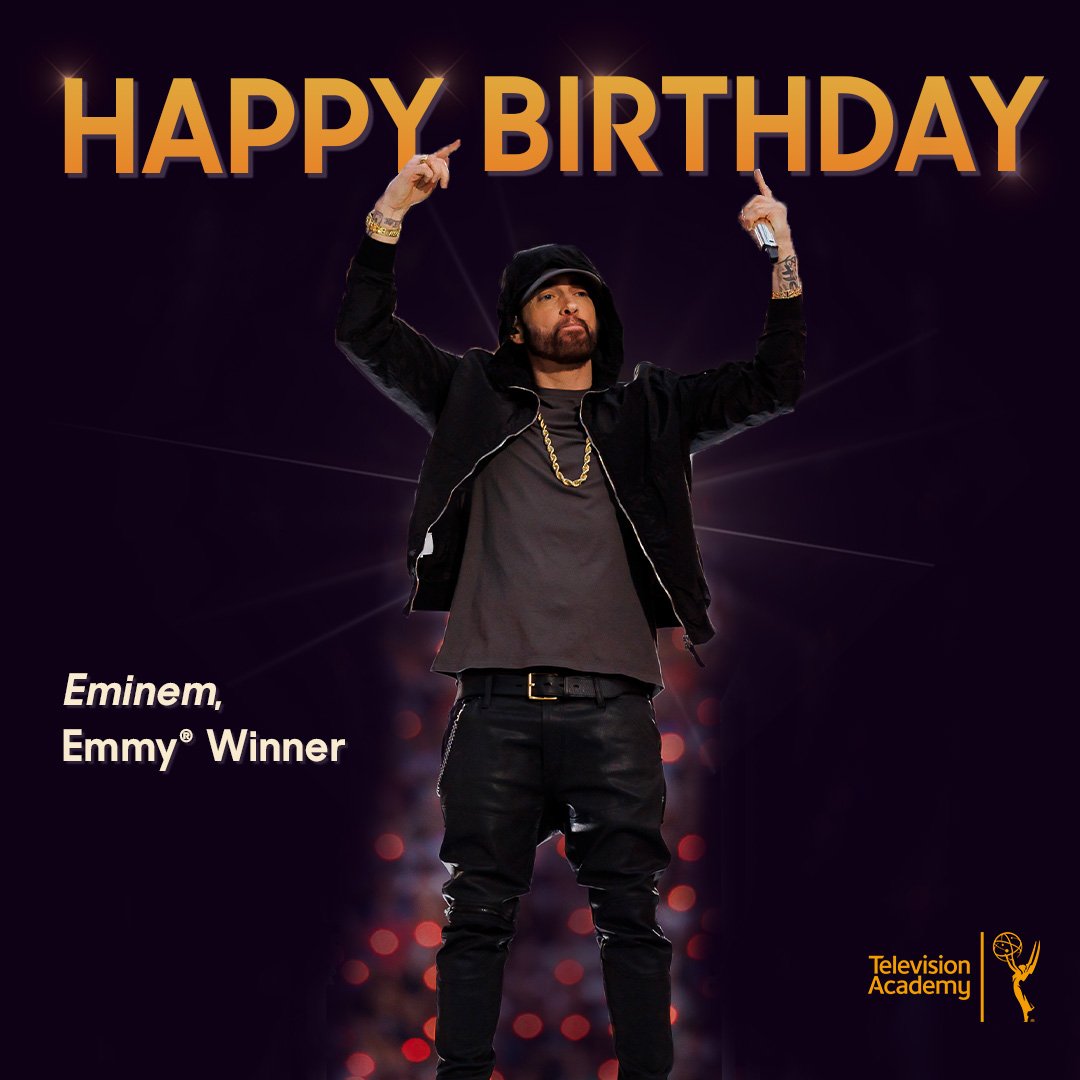 We’re wishing #Emmy winner @Eminem a Happy Birthday! The rapper won the statuette for Variety Special (Live) for his performance in The Pepsi Super Bowl LVI Halftime Show! 🎤